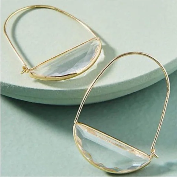 Anthropologie Mona Clear Crescent Earrings NWOT - Picture 1 of 1
